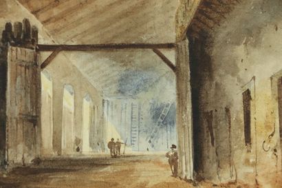 null Eugène CICERI (1813-1890)

L'intérieur animé d'un bâtiment.

Aquarelle sur papier,...