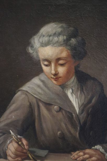 null Ecole Française du XVIIIème siècle.

Portrait de jeune homme dessinant. 

Huile...