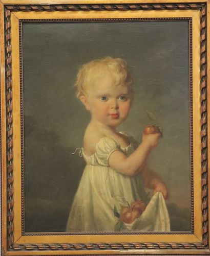 null Ecole française du XIXème siècle.

Portrait d'enfant à la pomme.

Huile sur...