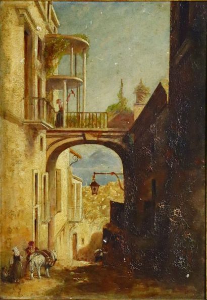 null Charles James MATHEWS (1803-1878).

Ruelle en Italie.

Huile sur carton.

Porte...