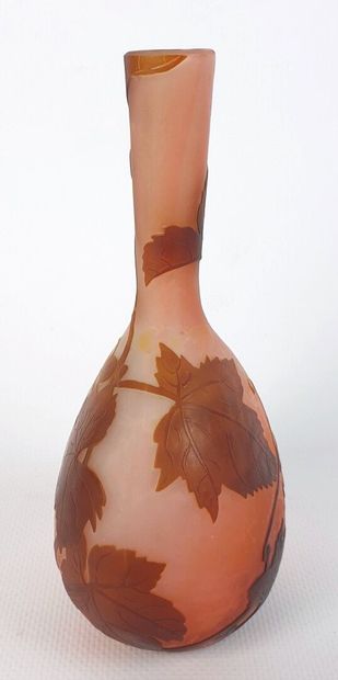 null Etablissements GALLE.

Vase bouteille en verre multicouche à décor de baies...