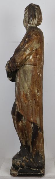 null Statue en bois stuqué polychrome figurant une sainte femme.

Epoque XVIIIème...
