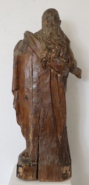 null Statue en bois sculpté et mouluré représentant une sainte femme.

Epoque XVIIème.

H_87...