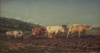 null Rosa BONHEUR (1822-1899), d'après. 

Labourage nivernais. 

Huile sur toile,...