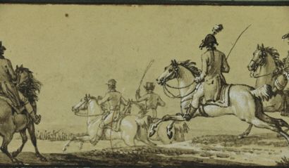 null Jacques-François-Joseph SWEBACH DESFONTAINES (1769-1823), attribué à.

Les cavaliers.

Lavis...