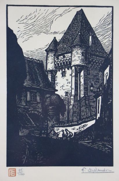 null Fernand CHALANDRE (1879-1924).

Nevers, la Porte du Croux, 1923.

Bois gravé.

Signée...