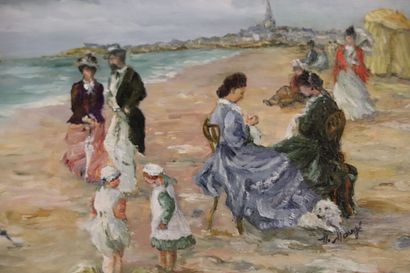 null Hélène MAUGE (actif au XXème siècle).

La conversation sur la plage.

Huile...