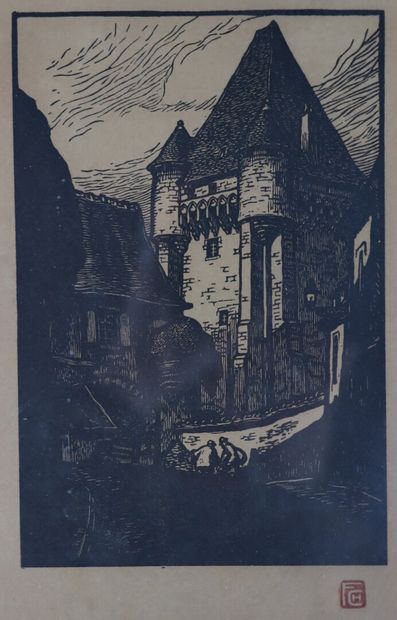 null Fernand CHALANDRE (1879-1924).

Nevers, la Porte du Croux, 1923.

Bois gravé.

Signée...