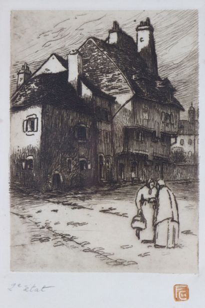 null Fernand CHALANDRE (1879-1924).

Nevers, rue Saint-Trohé, 2nd state, 1920.

Etching.

Signed...
