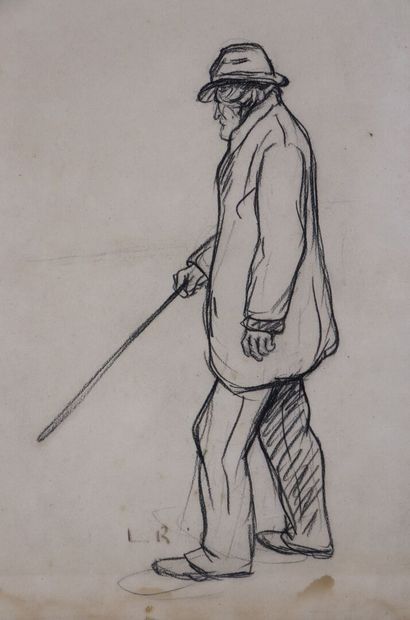 null Lionel ROYER (1852-1926).

Homme à la canne.

Fusain sur papier, monogrammé.

H_29...