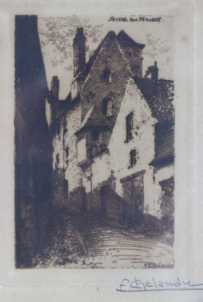 null Fernand CHALANDRE (1879-1924).

Nevers, Maubert Street, 1907.

Etching.

Titled...