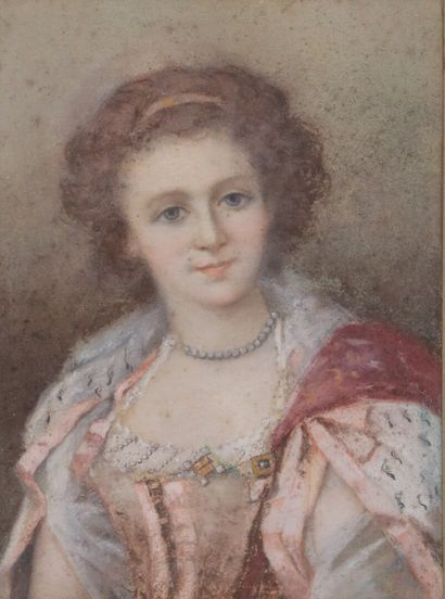 null Ecole française de la fin du XIXème siècle.

Portrait de femme au collier.

Pastel...