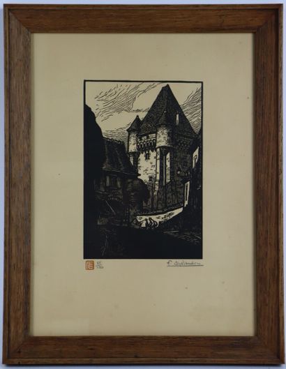 null Fernand CHALANDRE (1879-1924).

Nevers, the Croux Gate, 1923.

Engraved wood.

Signed...