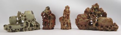 null CHINE.

Ensemble de quatre groupes en pierre de lard sculptée, dont deux singes.

H_15...