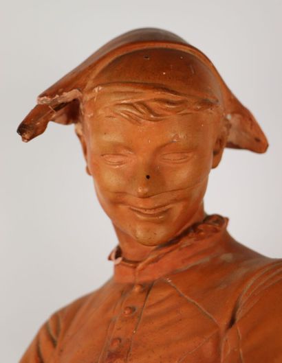 null René Charles DE SAINT-MARCEAUX (1845-1915).

Arlequin.

Sculpture en terre cuite,...