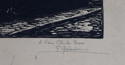 null Fernand CHALANDRE (1879-1924).

L'église Saint Etienne.

Gravure en noir, signée...