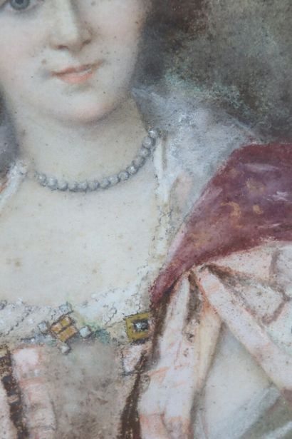 null Ecole française de la fin du XIXème siècle.

Portrait de femme au collier.

Pastel...