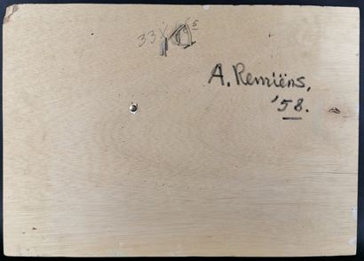 null Adrianus REMIËNS (1927).

Paysage arboré.

Huile sur papier contrecollée sur...