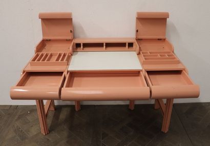 null GIORGETTI.

Wooden bedroom set with pink lacquered bamboo effect and bench,...