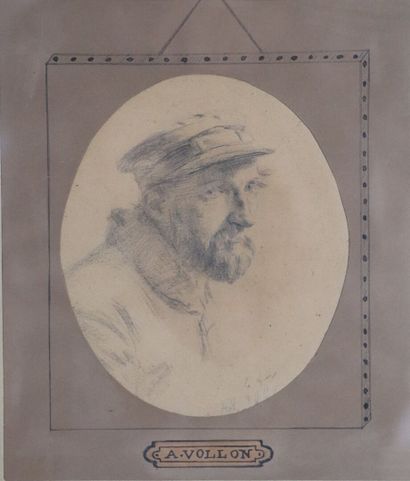 null Antoine VOLLON (1833-1900).

Portrait d'homme.

Dessin au crayon, monogrammé...