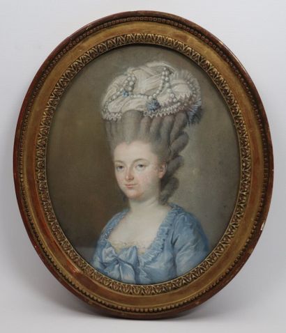 null Ecole française du XVIIIème siècle.

Portrait de femme à la coiffure Louis XVI.

Pastel...
