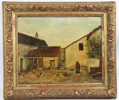 null Jules Jacques VEYRASSAT (1828-1893).

La cour de ferme.

Huile sur panneau,...