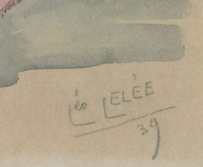 null Léo LELEE (1872-1947).

Arlésienne. 

Aquarelle et fusain, signée en bas à droite...
