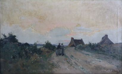 null Paul LECOMTE (1842-1920).

Bretagne, promeneurs sur un chemin.

Huile sur toile,...