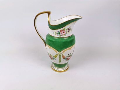 null SEVRES.

Porcelain ewer and its basin decorated with garlands of flowers, green...