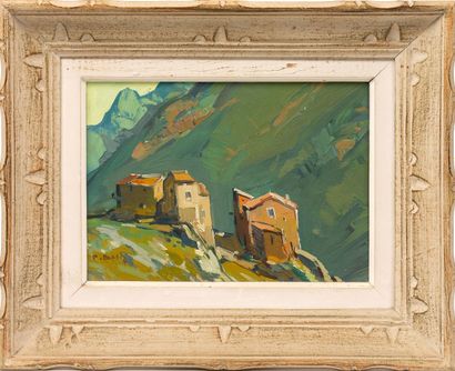 null Pierre BACH (1906-1971).

Houses in the mountains at Asco, Corsica, 1957.

Oil...