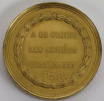 null Circular box in gilded metal with embossed decoration on one side of a French...