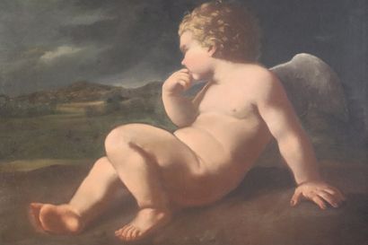null Simone CANTARINI (1612-1648) (attributed to).

Angel in front of a landscape.

Oil...