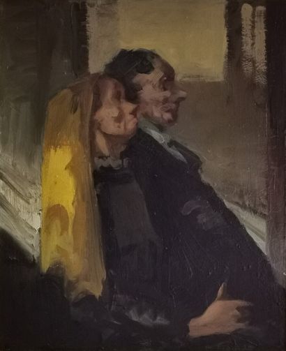 null Marcel FÉGUIDE (1890-1968).

Couple of old people.

Oil on isorel, signed lower...