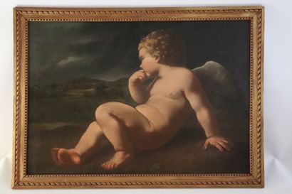 null Simone CANTARINI (1612-1648) (attributed to).

Angel in front of a landscape.

Oil...