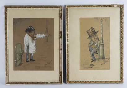null Rodolphe TOPFFER (1799-1846), attributed to.

Old wood.

Two drawings in ink,...