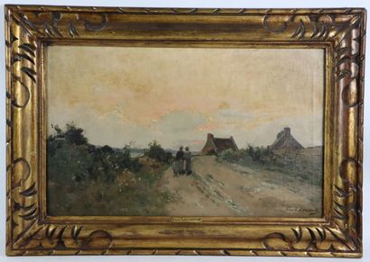 null Paul LECOMTE (1842-1920).

Bretagne, promeneurs sur un chemin.

Huile sur toile,...