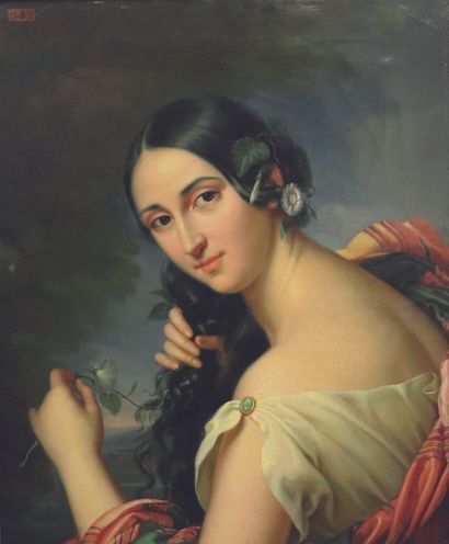 null Adèle GRASSET (actif au XIXème siècle), attribué à.

Portrait de femme aux liserons....