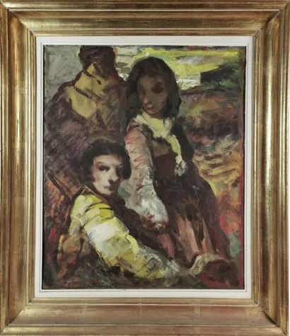 null Marcel FÉGUIDE (1890-1968).

Couple in a landscape. 

Oil on board, signed lower...