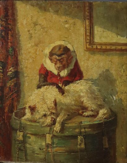 null French school of the 19th century. 

The animals of the circus.

Oil on panel....