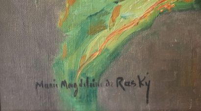 null Marie Madeleine DE RASKY (1897-1982).

Arums.

Huile sur toile, signée en bas...