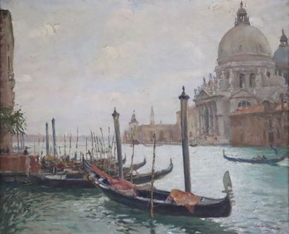 null Luigi MORETTI (1884-1950).

Venise, la Salute.

Huile sur toile, signée en bas...
