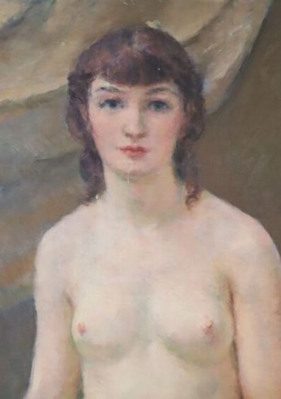 null H. PERROUD, école française des années 1930;

Femme nue au drapé.

Huile sur...