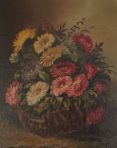 null A. GONDOIS (XIXème - XXème).

Paniers de fleurs.

Huile sur toiles, en pendant,...