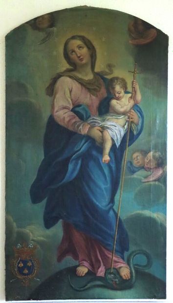 null French or Italian school of the XIXth century.

Virgin and child overcoming...