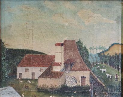 null Naive school of the beginning of the XXth century.

The mill of Saint Verain.

Oil...