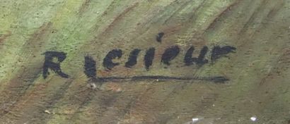 null R. LESIEUR.

The village.

Oil on panel, signed lower right.

H_46,5 cm L_65...