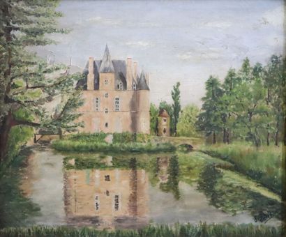 null D. GENTY.

The castle.

Oil on canvas, signed lower right.

H_38 cm L_45 cm,...