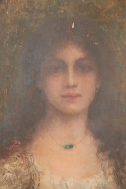 null Ecole française vers 1900.

Portrait de femme.

Huile sur papier marouflé sur...