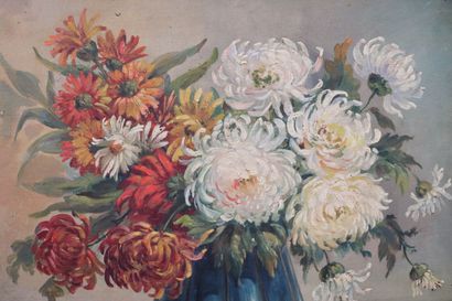 null Ecole française du début du XXème siècle, COLLET.

Bouquets de fleurs.

Trois...