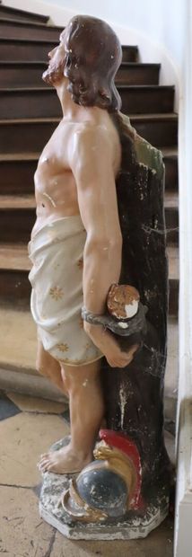 null Saint-Sebastian.

Important sculpture in polychrome plaster.

H_107 cm, chi...